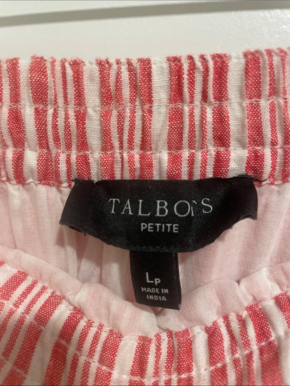 Talbots Linen-blend Pink and White Striped Tiered Drawstring Skirt